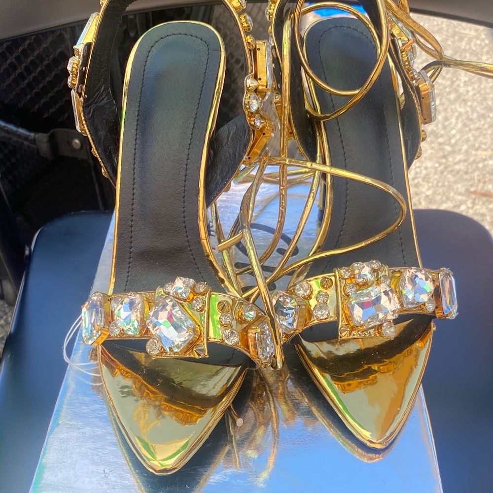 Affordable Fashion Finds Gold Rhinestone Heels